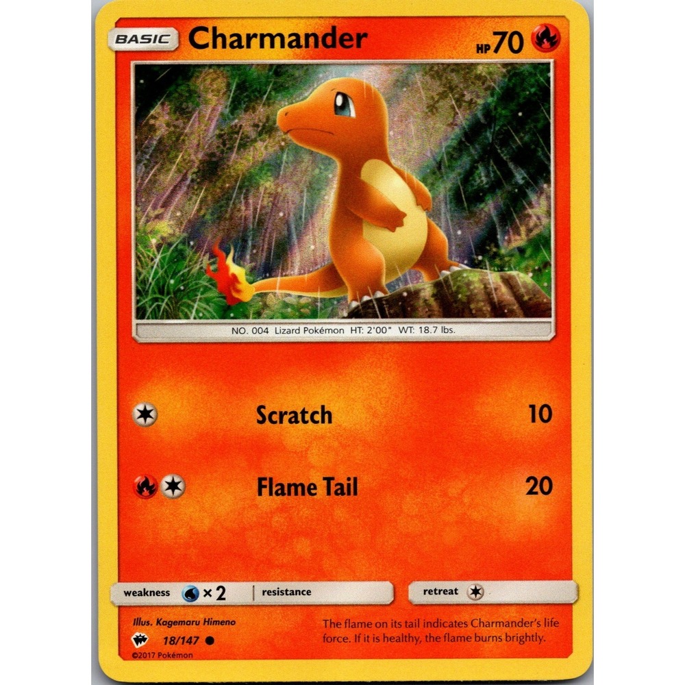 Pokemon Charmander 18/147 Burning Shadows Holofoil Common Card 2017 LP